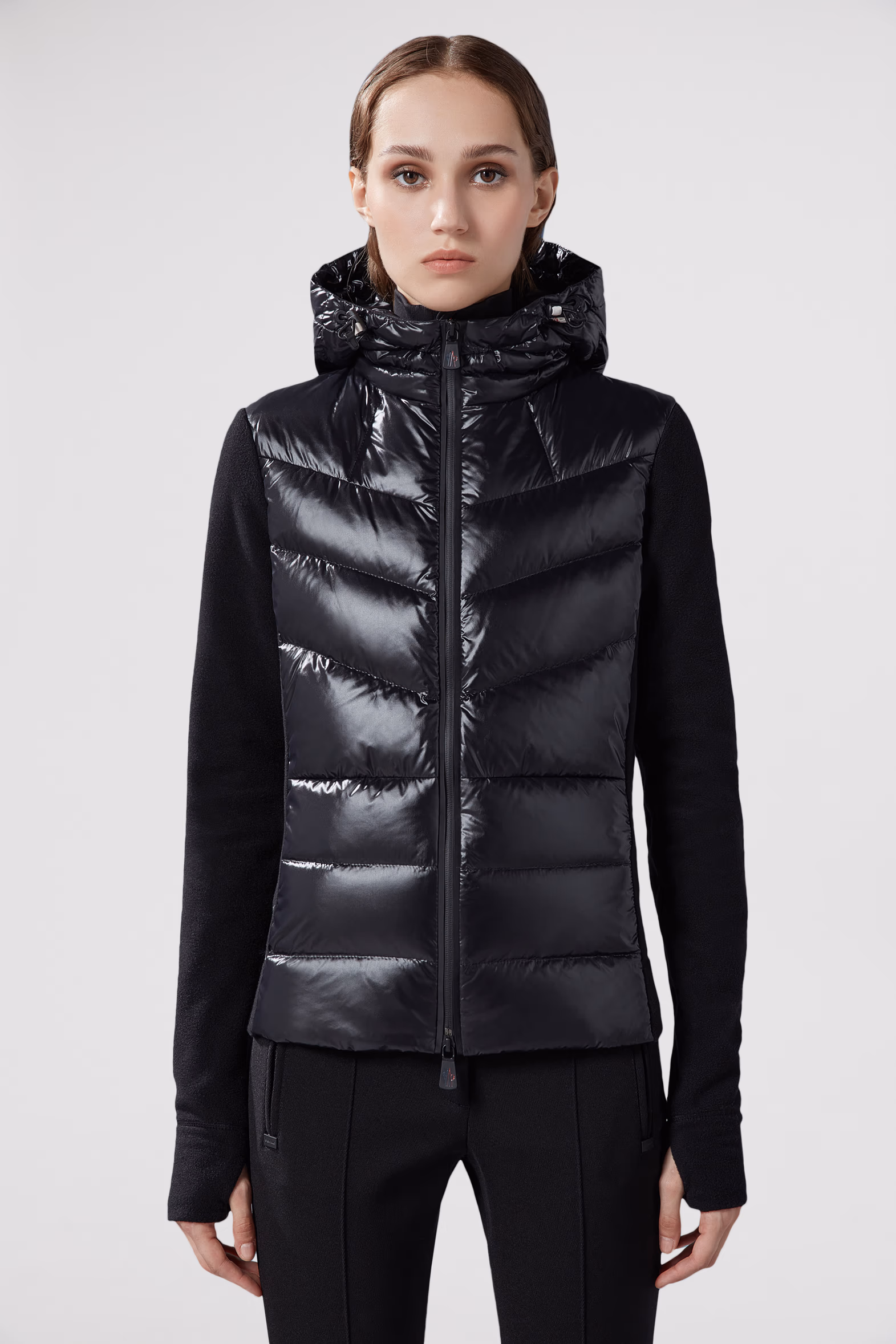 Padded Fleece Hoodie Women Black Moncler 3